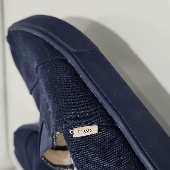 TOMS Classic Loafers Navy Blue Canvas Size 11.5 - Picture 7 of 11